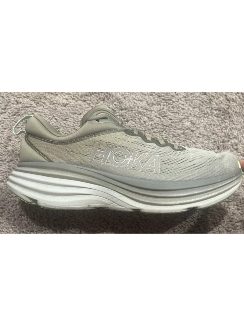 Hoka Bondi 8 Mens 11D Olive Green Running Walking Shoes Sneakers 1123202 OHMR